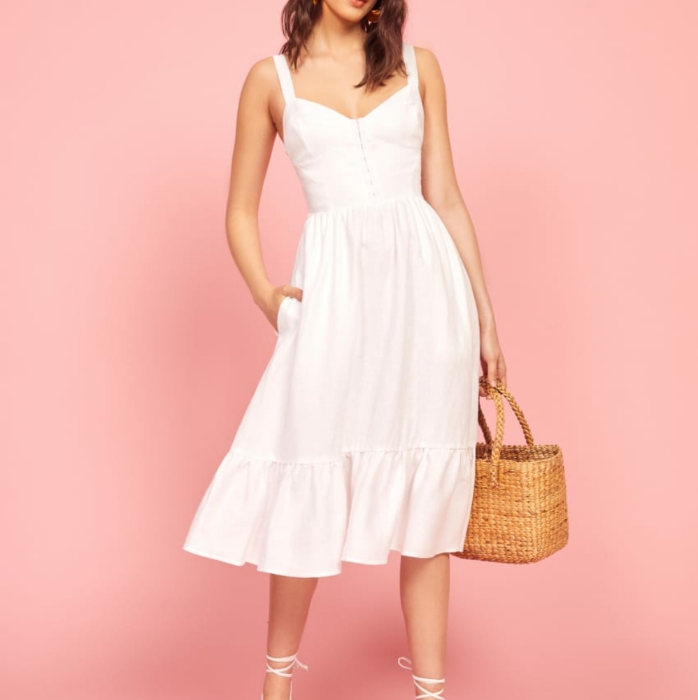 Reformation Dolci White Linen Dress